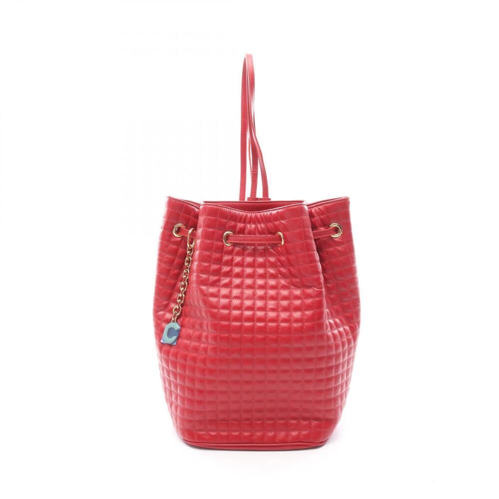 Celine Charm Backpack Rucksack Daypack Rucksack Bag Leather Red
